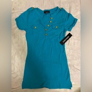 Soho Girls Teal Blouse with Gold Accents